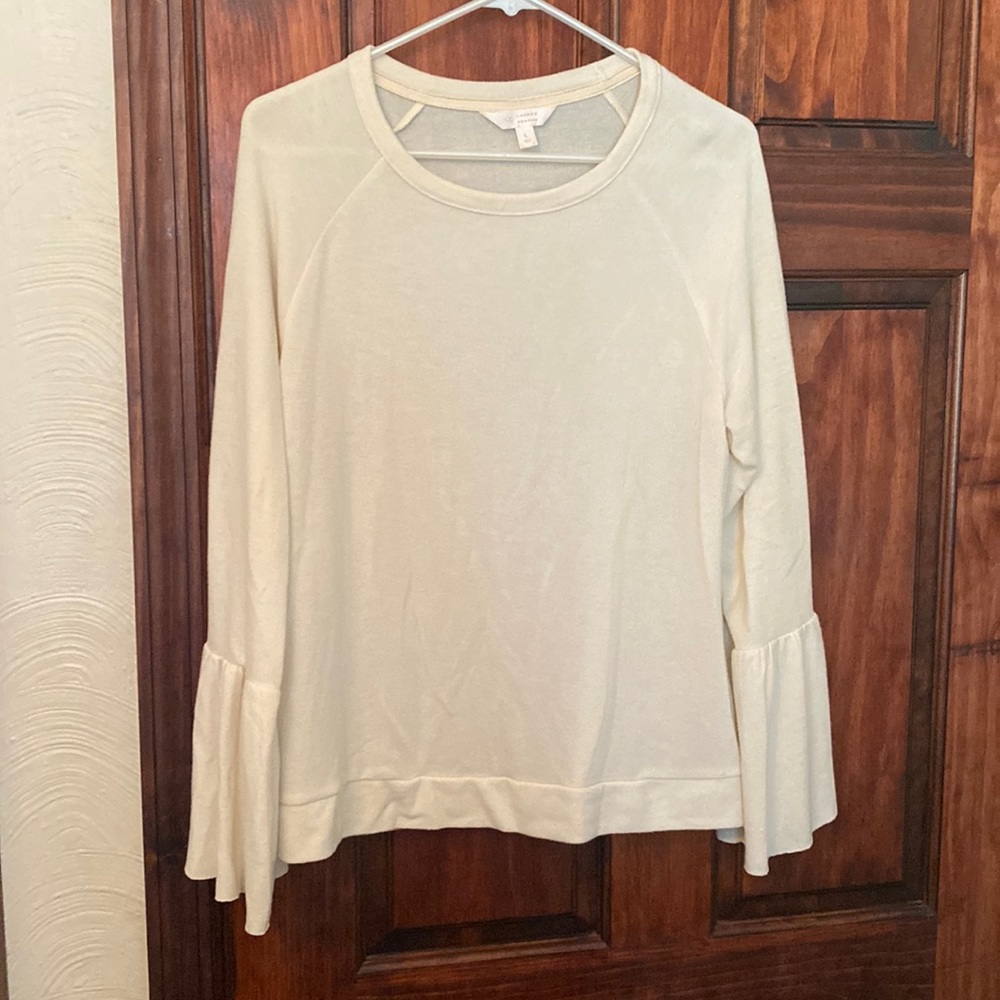 Cream scoop neck top